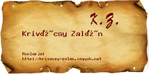 Krivácsy Zalán névjegykártya